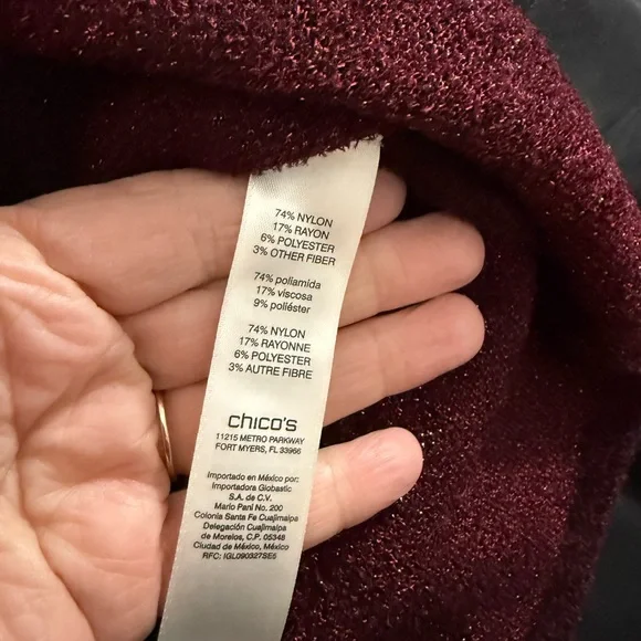 Chico's Burgundy and Red Patterned Sweater - Picture 8 of 8